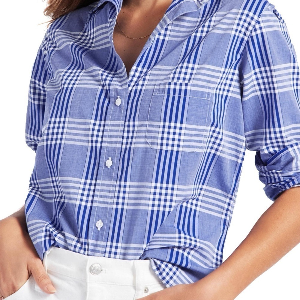 GRAYSON The Hero Button Down Alison Blue Plaid Cotton Shirt Size 5 Large?